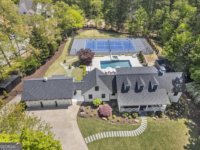 4440 Webb Bridge Rd, Alpharetta, GA 30005 - aerial view of property and surrounding area featuring a pool