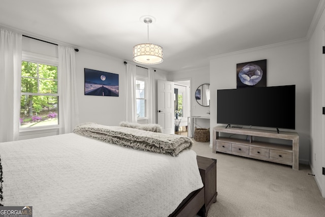 4440 Webb Bridge Rd, Alpharetta, GA 30005 - bedroom featuring ornamental molding and light carpet
