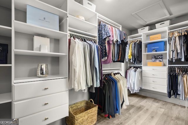 4440 Webb Bridge Rd, Alpharetta, GA 30005 - walk in closet with attic access and wood finished floors