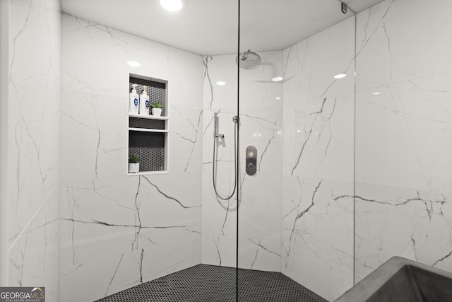 4440 Webb Bridge Rd, Alpharetta, GA 30005 - bathroom featuring a marble finish shower