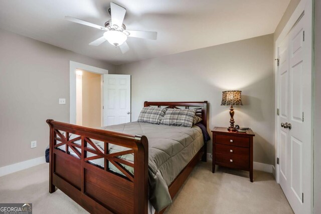 90 Hart Ave, Athens, GA 30606 - bedroom with light colored carpet and a ceiling fan