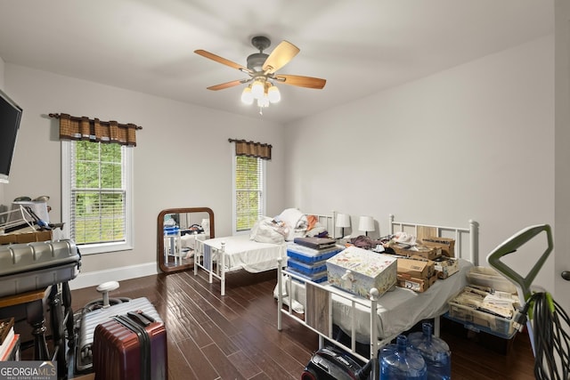 1609 Clark Dr, Hiawassee, GA 30546 - bedroom with ceiling fan, baseboards, and wood finished floors