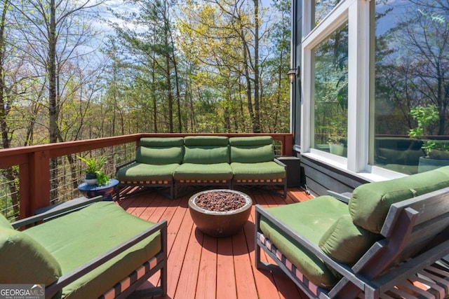 124 Nichols Branch Ln, Clayton, GA 30525 - wooden terrace featuring outdoor lounge area