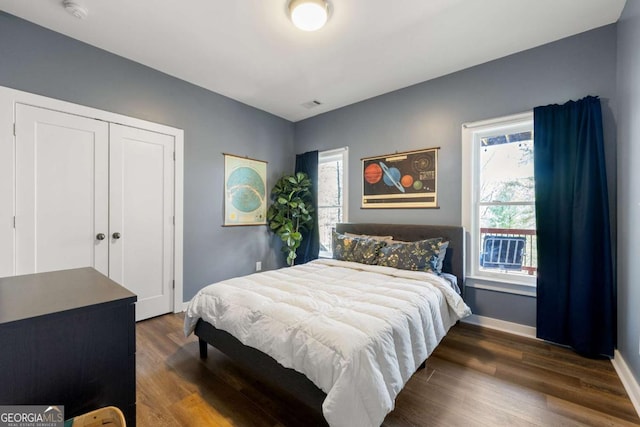 124 Nichols Branch Ln, Clayton, GA 30525 - bedroom with multiple windows, dark wood-style floors, and a closet
