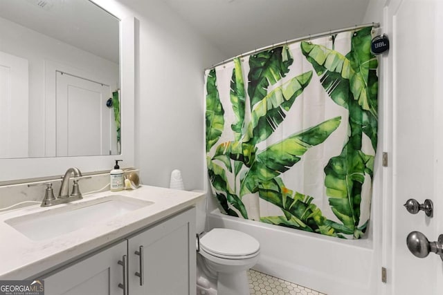 124 Nichols Branch Ln, Clayton, GA 30525 - full bath with vanity, shower / bath combo, and tile patterned floors