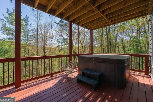 124 Nichols Branch Ln, Clayton, GA 30525 - wooden terrace with a hot tub