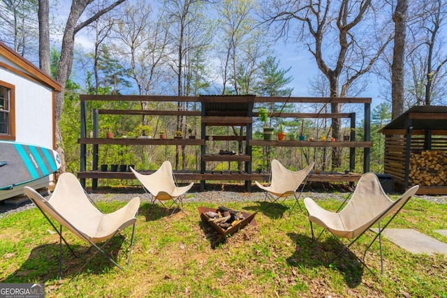 124 Nichols Branch Ln, Clayton, GA 30525 - view of yard featuring an outdoor fire pit