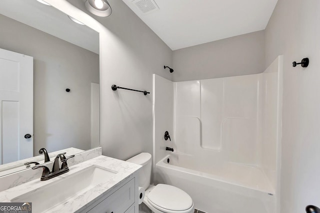 2710 Sandy Irwin Ct SW, Marietta, GA 30064 - bathroom with toilet, vanity, visible vents, and shower / bathing tub combination