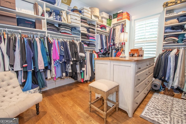 spacious closet with light wood-style flooring
