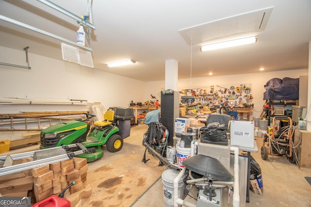 garage featuring recessed lighting