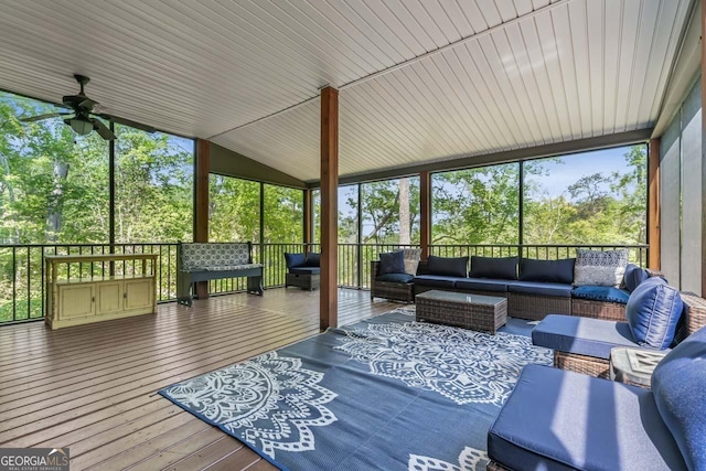 210 Lake Pines Rd, Jackson, GA 30233 - sunroom featuring ceiling fan and outdoor lounge area