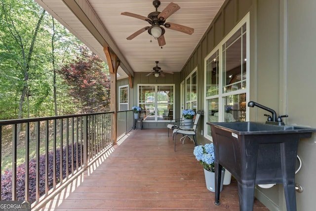 210 Lake Pines Rd, Jackson, GA 30233 - wooden terrace with ceiling fan