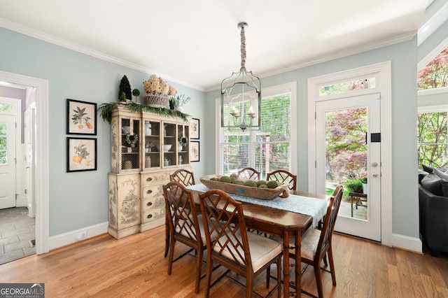 3190 Shumard Way, Marietta, GA 30064 - dining room with light wood-style flooring, baseboards, and ornamental molding