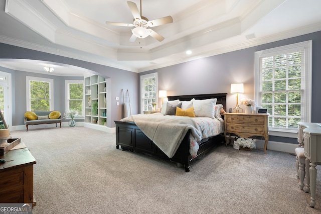 3190 Shumard Way, Marietta, GA 30064 - bedroom featuring light carpet, crown molding, and a raised ceiling