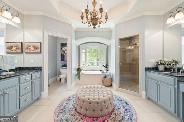 3190 Shumard Way, Marietta, GA 30064 - full bath with a bath, vanity, a shower stall, and crown molding