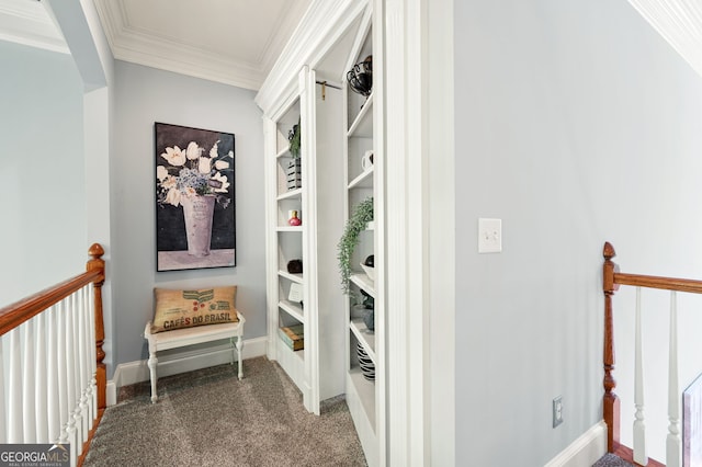 3190 Shumard Way, Marietta, GA 30064 - mudroom with baseboards, crown molding, and carpet