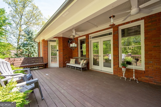 3190 Shumard Way, Marietta, GA 30064 - wooden deck with a ceiling fan and french doors
