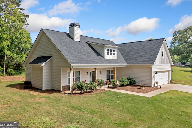 104 Federal Path, Temple, GA 30179 - view of front of house with a garage, a front yard, driveway, a shingled roof, and board and batten siding