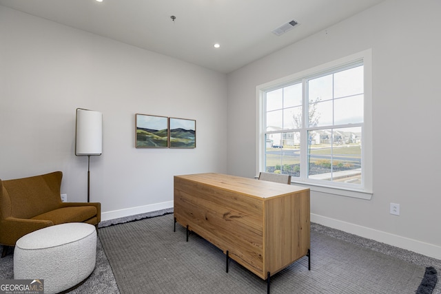 office space featuring visible vents, baseboards, and recessed lighting