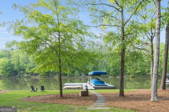 1630 Dogwood Dr, Greensboro, GA 30642 - view of property's community with a lawn, a water view, a wooded view, and a dock