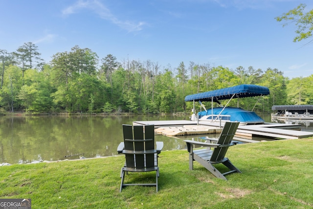 1630 Dogwood Dr, Greensboro, GA 30642 - view of dock with a lawn, a view of trees, and a water view