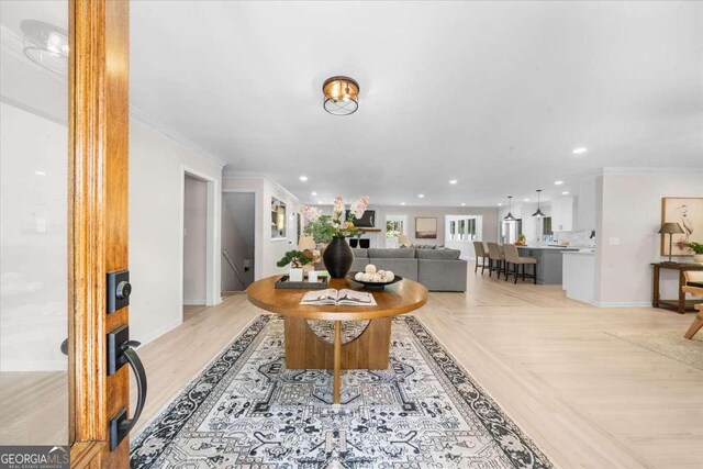 7300 Wynhill Dr, Sandy Springs, GA 30328 - living room featuring recessed lighting, crown molding, and baseboards