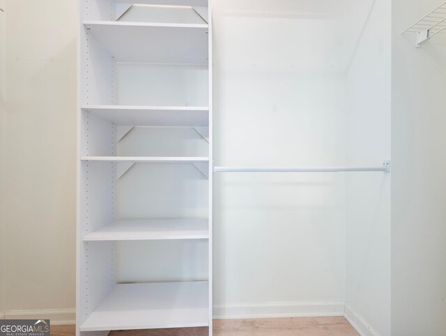 spacious closet with wood finished floors