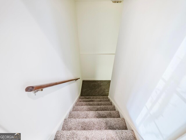 staircase with carpet floors