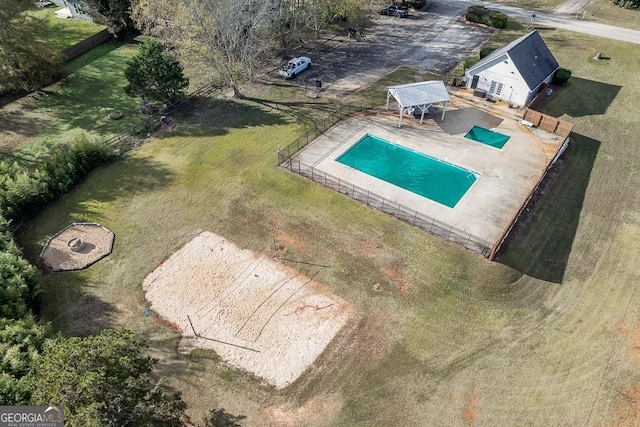 bird's eye view of a pool area