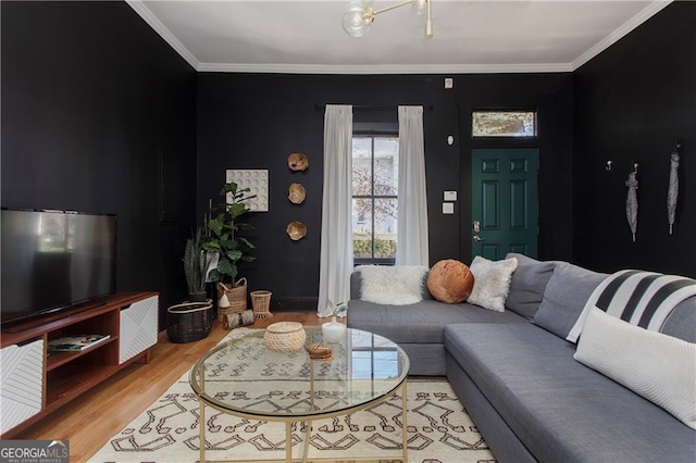 69 Hogue St NE, Atlanta, GA 30312 - living area with light wood-style floors and crown molding