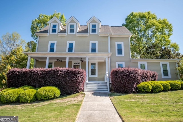 15 Chestnut Oak Run, Athens, GA 30607 - view of front of property with a porch, ceiling fan, and a front yard
