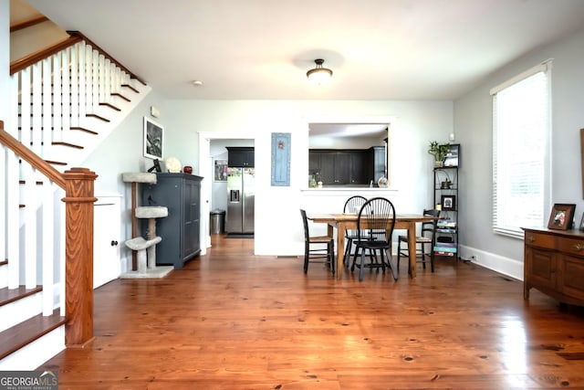 15 Chestnut Oak Run, Athens, GA 30607 - dining area with stairway, baseboards, and wood finished floors