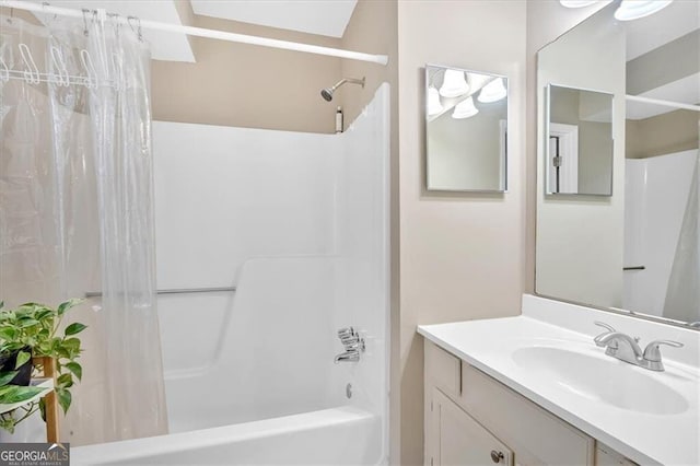 992 Old Holcomb Bridge Rd, Roswell, GA 30076 - bathroom with shower / bath combination with curtain and vanity