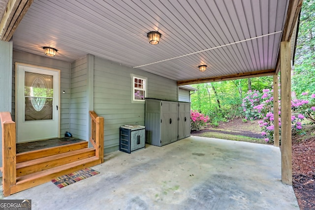 view of patio / terrace featuring a carport