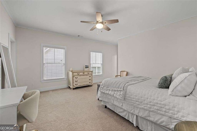 2601 Boulder Way, Woodstock, GA 30188 - carpeted bedroom featuring ornamental molding, baseboards, and a ceiling fan