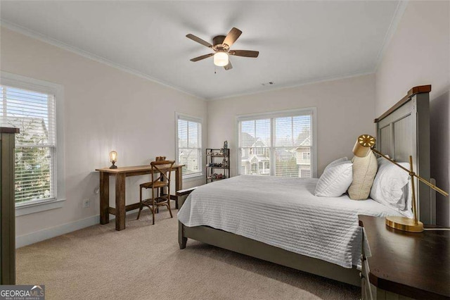 2601 Boulder Way, Woodstock, GA 30188 - bedroom featuring multiple windows, baseboards, crown molding, and light colored carpet