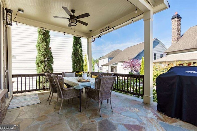 2601 Boulder Way, Woodstock, GA 30188 - view of patio featuring a grill, outdoor dining area, and a ceiling fan