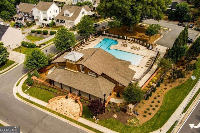 2601 Boulder Way, Woodstock, GA 30188 - aerial perspective of suburban area with a pool area