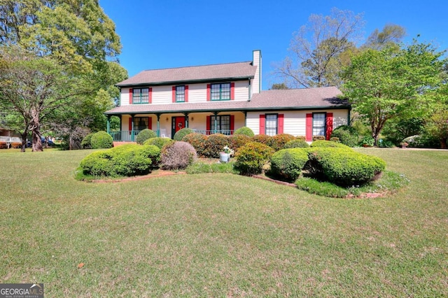 3740 Laurel Brook Way, Snellville, GA 30039 - view of front of property with a front lawn, covered porch, and a chimney