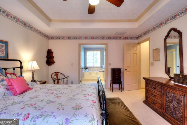 3740 Laurel Brook Way, Snellville, GA 30039 - carpeted bedroom with a raised ceiling, ornamental molding, and ceiling fan
