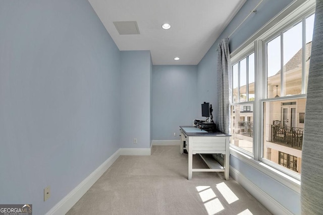 4256 Weaver St SE, Smyrna, GA 30080 - office area with baseboards, recessed lighting, and light carpet