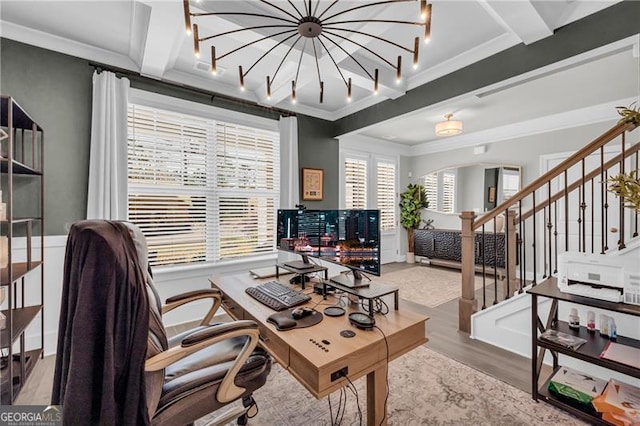 5003 Fairview Cir, Villa Rica, GA 30180 - office area with plenty of natural light, wood finished floors, and ornamental molding