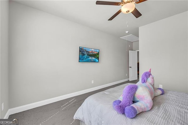5003 Fairview Cir, Villa Rica, GA 30180 - carpeted bedroom with attic access, ceiling fan, and baseboards