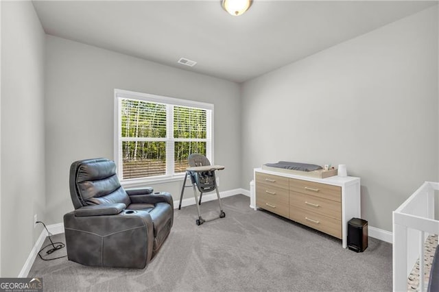 5003 Fairview Cir, Villa Rica, GA 30180 - sitting room with visible vents, baseboards, and light carpet