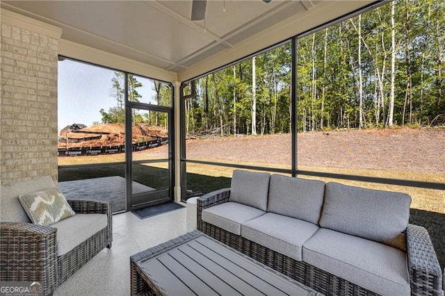 5003 Fairview Cir, Villa Rica, GA 30180 - sunroom / solarium with an outdoor living space and a ceiling fan