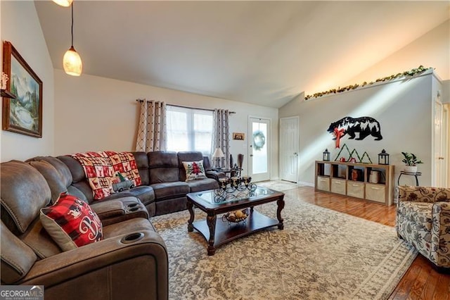 70 Denny Ridge Rd, Jasper, GA 30143 - living area with lofted ceiling and wood finished floors