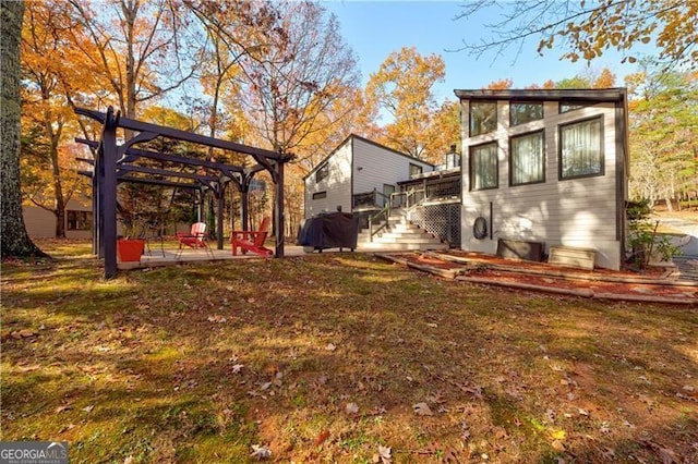 70 Denny Ridge Rd, Jasper, GA 30143 - view of yard with a pergola, stairs, a patio area, and a deck