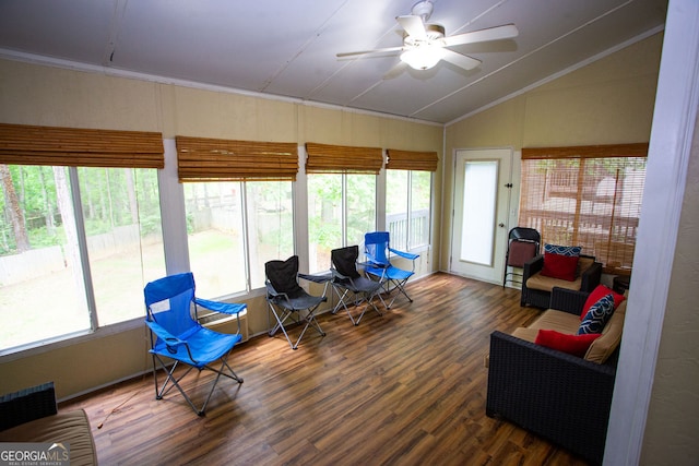 6147 Pritchett Dr, Powder Springs, GA 30127 - sunroom / solarium with lofted ceiling, a wooden deck, plenty of natural light, and wood finished floors