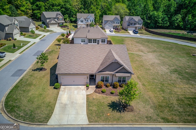 aerial view with a residential view