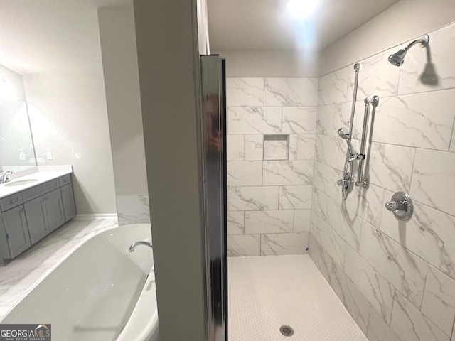 165 Jodi Pl, Locust Grove, GA 30248 - full bath with a shower stall, marble finish floor, a garden tub, and vanity